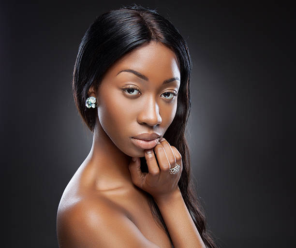 Young beautiful black woman with long hair