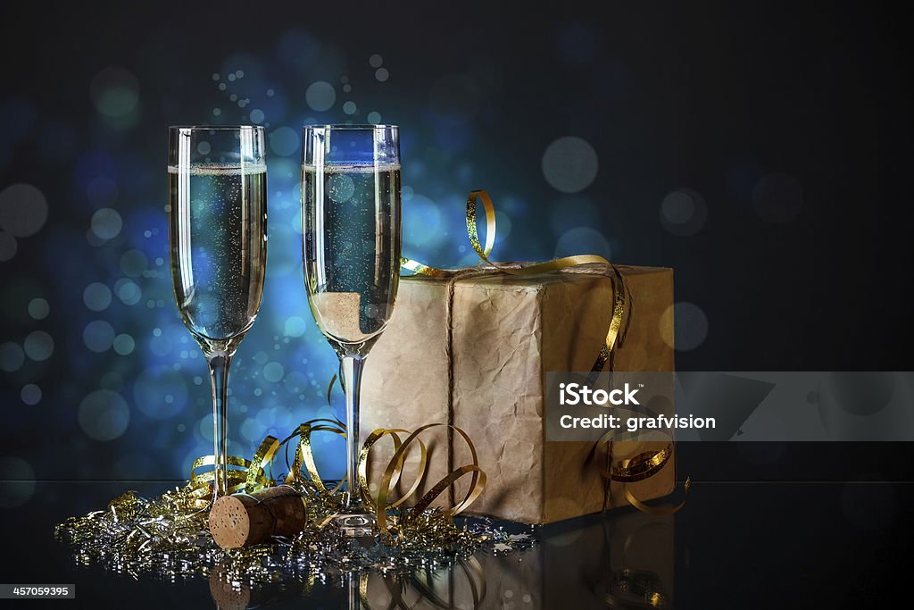 Two champagne glasses Two champagne glasses ready to bring in the New Year Alcohol - Drink Stock Photo
