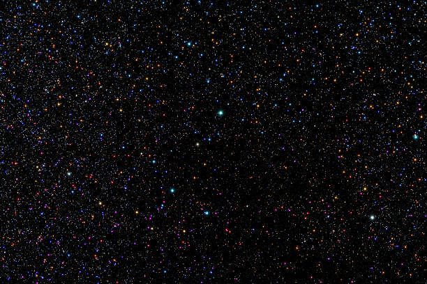 Colorful star field on a clipping black sky. Stars are 'star shaped' with spikes. It can be easy flipped, rotated and maintein visual quality.