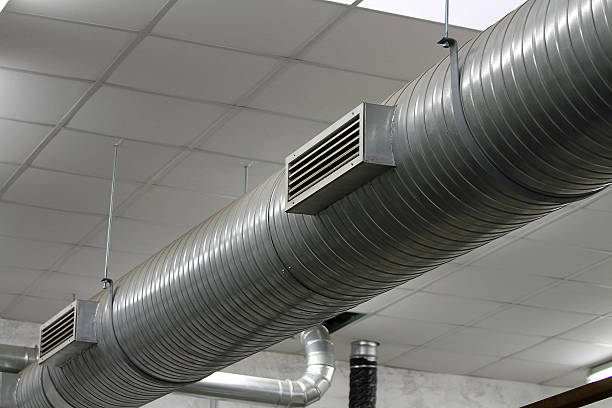 istock stainless steel pipes of the heating system 457064123