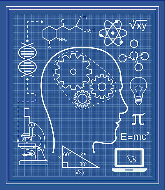 illustrazioni stock, clip art, cartoni animati e icone di tendenza di scienza e istruzione cianografia - st vrain