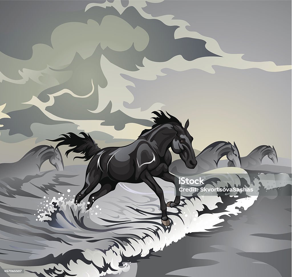 seahorses two indomitable elements - horses and the ocean Horse stock vector