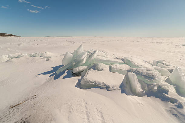 istock Snow, hummocks on snow-covered ice of lake. 457069163