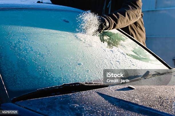 Cleans Frozen Windshield Stock Photo - Download Image Now - Car, Frozen, Ice
