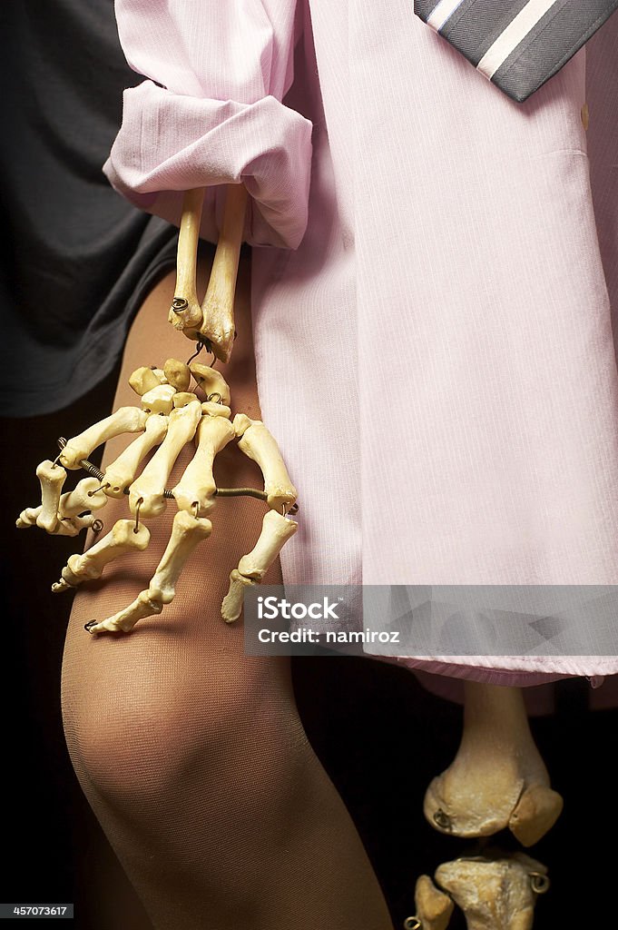 girl with the skeleton Adult Stock Photo