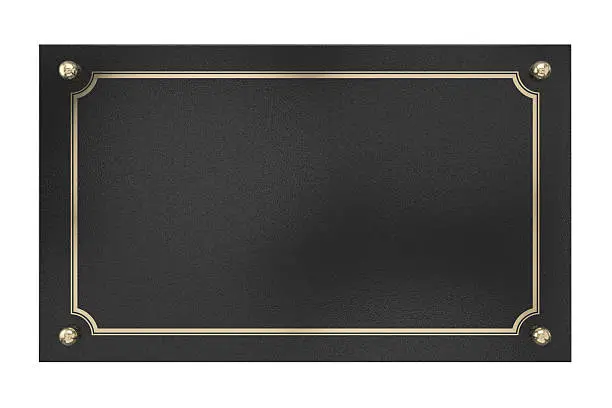 Photo of Metal Plaque. Isolated on white.