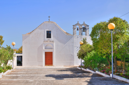 The iconic blue church domes of Santorini Greece