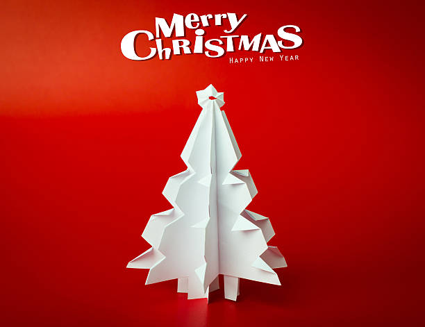 istock Vintage Christmas postcard with true paper tree 457088295