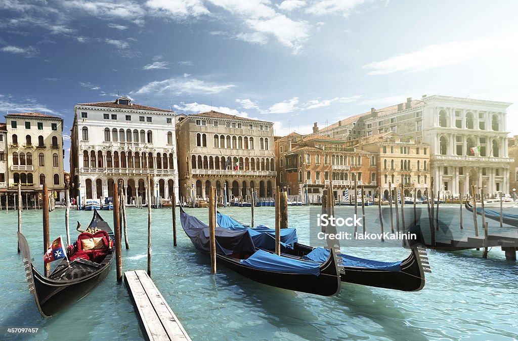 Gôndolas em Veneza, Itália - Foto de stock de Ajardinado royalty-free