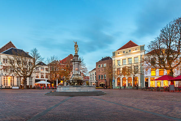Central square in the historic Dutch city Deventer Evening view of the central square in the historic Dutch city Deventer deventer photos stock pictures, royalty-free photos & images