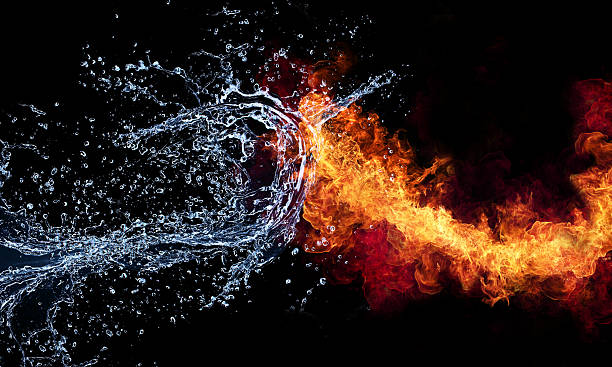 Fire and water Fire and water isolated on black background fire natural phenomenon stock pictures, royalty-free photos & images