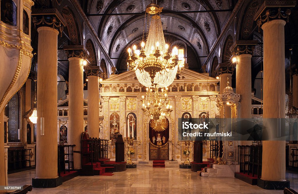 Greek Orthodox Church This is one of the most frequented Greek Orthodox Churches Of İstanbul even by the muslim visitors. Chandelier Stock Photo