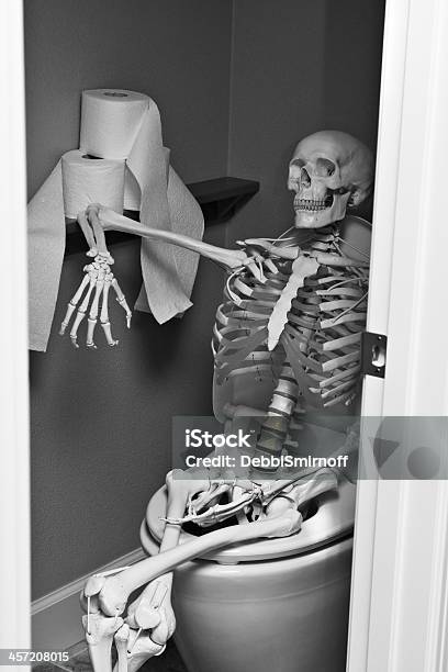 Constipated Stock Photo - Download Image Now - Human Skeleton, Bathroom, Humor