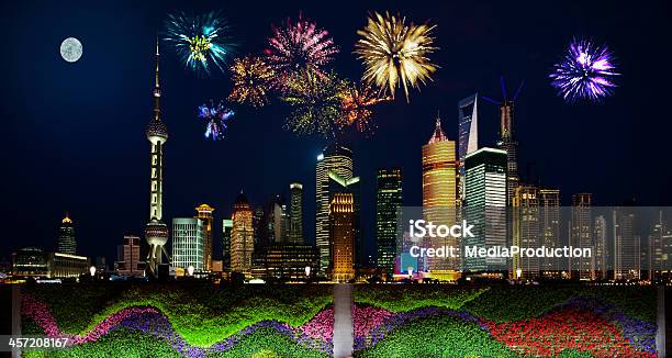 Shanghai Nächte Stockfoto und mehr Bilder von Feuerwerk - Feuerwerk, Schanghai, Architektur