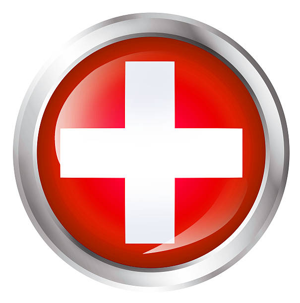 First aid icon in white and red isolated