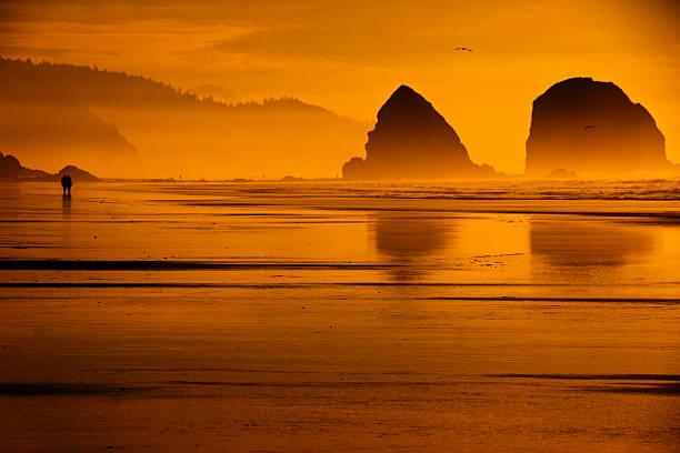 Pôr do sol sobre a Praia - fotografia de stock