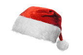 A Christmas Santa hat on a white background