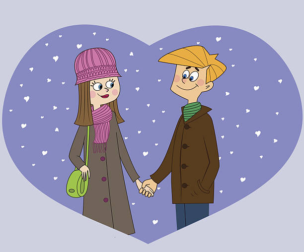 illustrations, cliparts, dessins animés et icônes de mignon jeune couple dans l'amour avec des formes de coeur-illustration - love women little boys affectionate