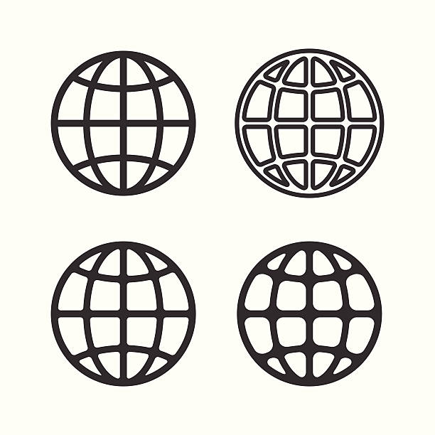 Black and white globe icon set Earth Globe Emblem Set. Vector рецепт медовухи из натурального stock illustrations