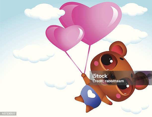 Ilustración de En Amor Flying De Peluche Oso Medio y más Vectores Libres de Derechos de Actividad romántica - Actividad romántica, Aire libre, Amor - Sentimiento