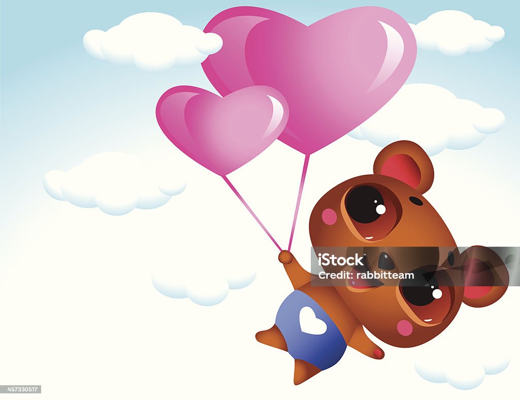 Amoureux ours en peluche volante-Illustration - clipart vectoriel de Activité romantique libre de droits