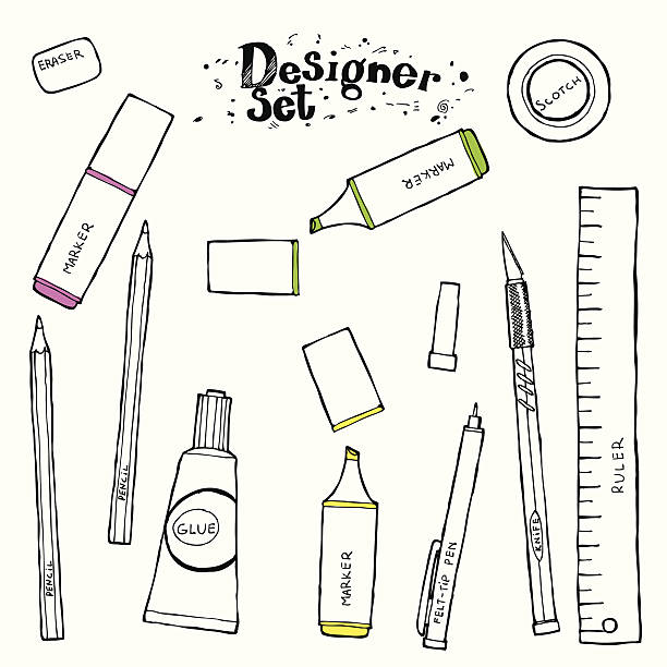 дизайнеры инструментарий-hand drawn collection - веб дизайнер иллюстрации stock illustrations