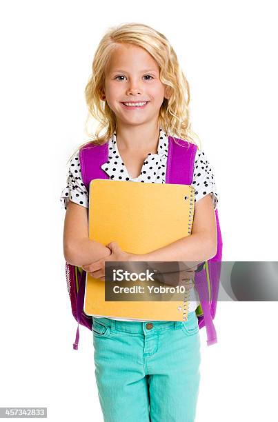 Cute Elementary School Girl Stock Photo - Download Image Now - Ring Binder, Child, Girls