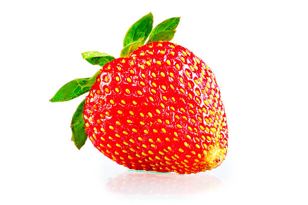istock ripe strawberries on a white background with green tail 457344227