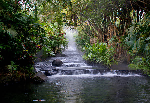 Hot Springs in La Fortuna, Costa Rica near Arenal Volcano stock photo