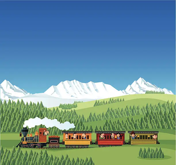 Vector illustration of Train and landscape