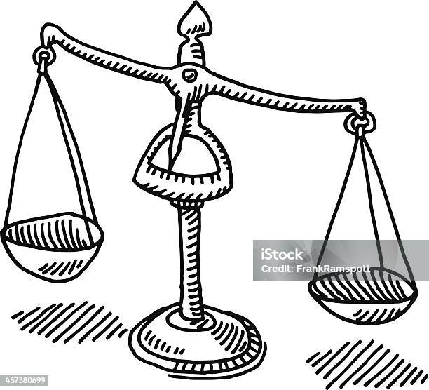 Scales Of Justice Drawing Stock Illustration - Download Image Now - Weight Scale, Drawing - Art Product, Equal-Arm Balance