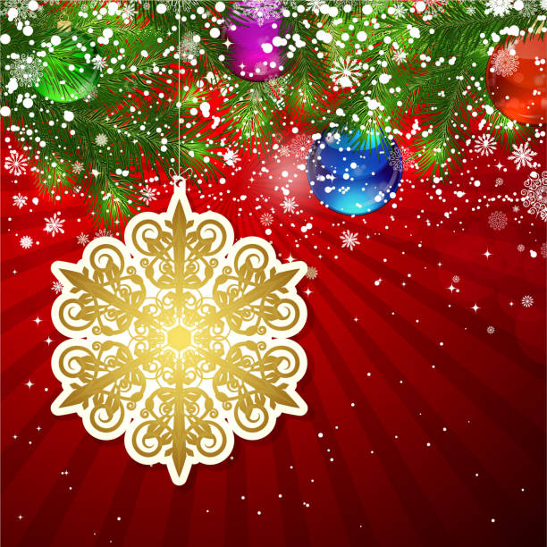 ilustraciones, imágenes clip art, dibujos animados e iconos de stock de fondo de navidad con decoración y snowflakes - christmas backgrounds christmas card part of