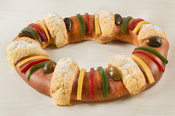 Rosca de Reyes or Epiphany bread stock photo