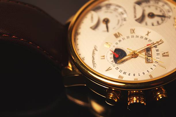 istock Golden colour luxury chronometer (macro) 457383833