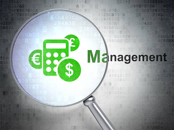istock Business concept: Calculator and Management with optical glass 457384951