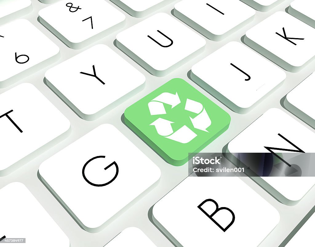 Green online concept Computer keyboard with the recycle symbol on a button Abstract Stock Photo