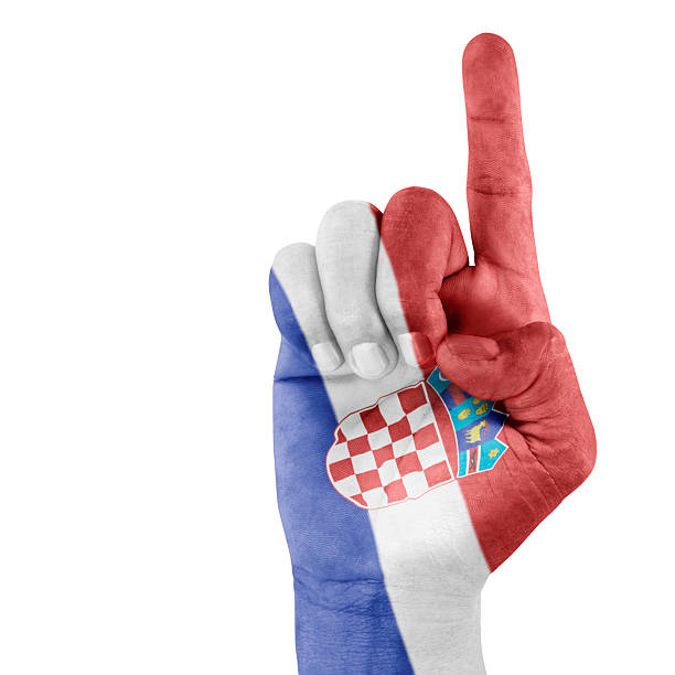 istock Croatia Flag On pointing up Hand 457388963