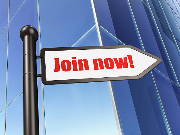 istock Social network concept: Join now! on Building background 457389333
