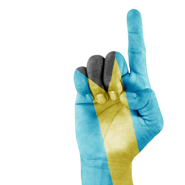 istock Flag Bahamas On Pointing Up Hand 457390995