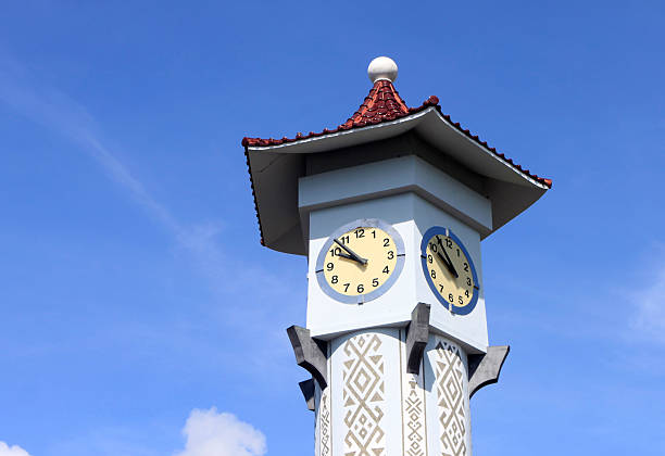 istock Clock tower with blue sky at Kudat, Sabah, Malaysia 457392049