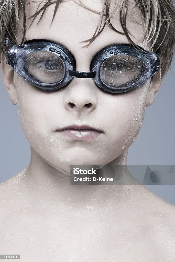 Swimmer Boy wearing goggles for swimming Child Stock Photo