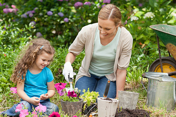 istock Woman using a spade to plant  flowers 457393827