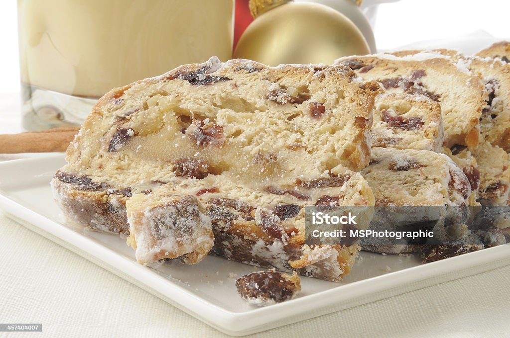 Christmas Tunnels Stollen, a German Christmas fruitcake, with almonds and raisins Almond Stock Photo