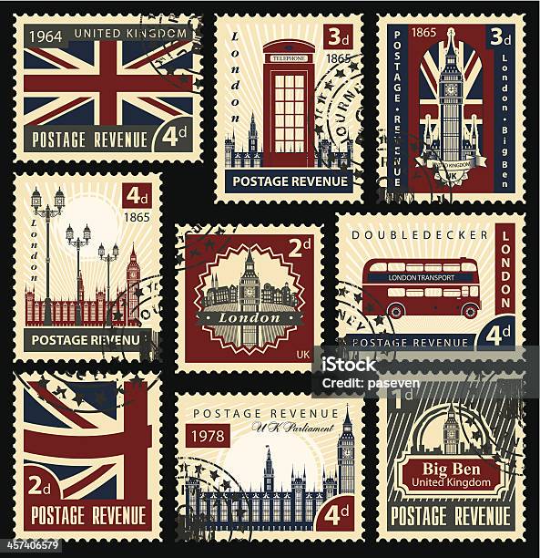 British Postage Stamps Stock Illustration - Download Image Now - Postage Stamp, London - England, Rubber Stamp