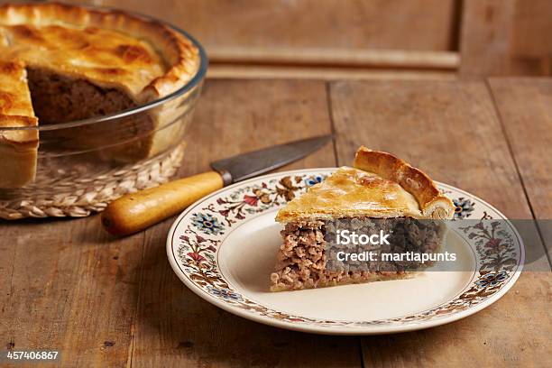 Plated Slice Of Traditional Meat Pie Stock Photo - Download Image Now - Quebec, Canada, Canadian Culture