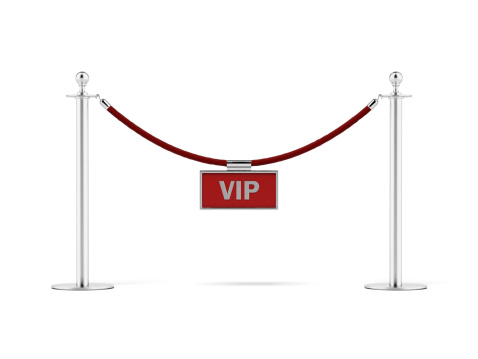 rope barrier with a vip sign  isolated on a white background. 3d render