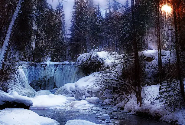 digiart - an icebound waterfall in Bavaria (Germany)