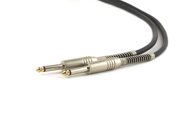 istock Black audio instrumental cable isolated on white close up 457408691