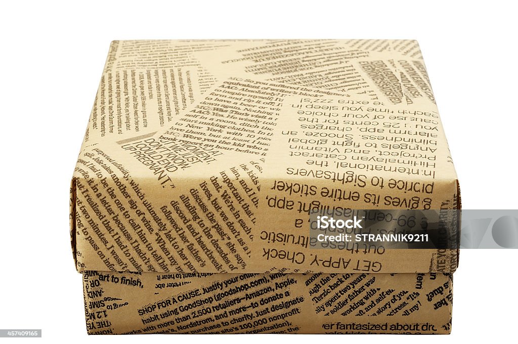 Gift box "Old Newspaper" Gift box "Old Newspaper". Isolated on white background, saved with clipping path. Newspaper Stock Photo