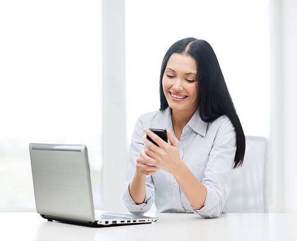 istock smiling businesswoman or student with laptop 457409619